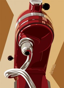 Digital illustration of a kitchen mixer by Cathy O'hagin